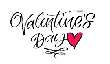 El Sevgililer günü yazı tipografi metin, rozet, simge çekilmiş. Kutlama poster, kartı, kartpostal, davet, banner. Romantik teklif vektör yazı tipografi. Tatil hat yürekleri.