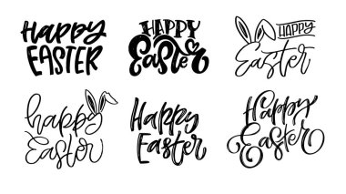 El ilanları ve parmak izi tasarımı için paskalya mektupları. Vektör çizimi. Pankartlar, posterler, kartpostallar için şablonlar. % 100 vektör dosyası