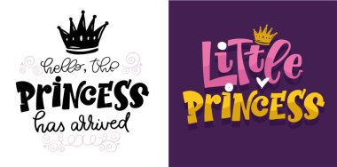 Küçük Bayan Prenses, el yazısı etiketi, tişört tasarımı. % 100 vektör dosyası.