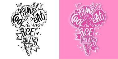 Dondurmayla ilgili kartpostal karalamak çok hoş. Tişört tasarımı, kupa baskısı, tişört tasarımı, harf sanatı. % 100 vektör resmi
