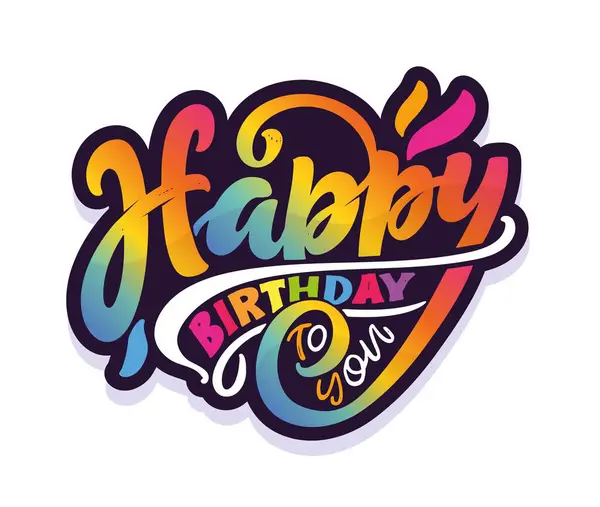 Happy Birthday Cute Hand Drawn Doodle Lettering Postcard Time Celebrate — Stock Vector