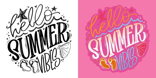 Summer Vibes Cute Hand Drawn Doodle Letetring Quote Lettering Ptint — Stock Vector