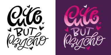 Komik el çizimi kartpostal alıntıları. Tişört tasarımı, kıyafet baskısı, sabıka izi. Harf sanatı.