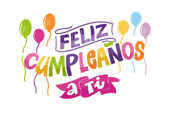 Feliz Cumpleaños Español Bonita Carta Garabatos Dibujada Mano Letras Para — Archivo Imágenes Vectoriales