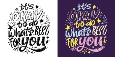 Modern kaligrafi tarzında el yazması alıntılarla ayarlanmış. Baskı ve poster tasarımı için sloganlar. Vektör