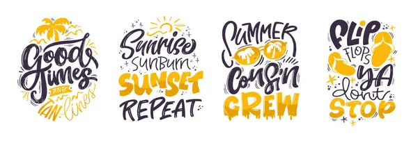 Summer Vibes Cute Hand Drawn Doodle Lettering Quote Lettering Ptint — Stock Vector