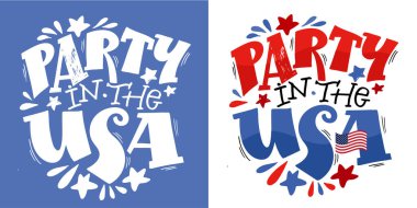 4 Temmuz metni. Bağımsızlık Günü vektör harfleri kartpostal, kart, pankart için tipografi. % 100 vektör resim el çizimi