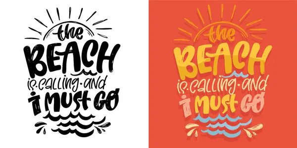 stock vector Cute hand drawn doodle lettering quote about summer, lake, ocean. Lettering for t-shirt design, mug print, bag print, clothes fashion. 100% hand drawn vector image.