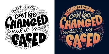 Güzel el çizimi karalama alıntısı. Tişört tasarımı, kupa baskısı, çanta baskısı, kıyafet modası. % 100 elle çizilmiş vektör resmi.