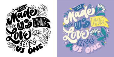 Güzel el çizimi karalama alıntısı. Tişört tasarımı, kupa baskısı, çanta baskısı, kıyafet modası. % 100 elle çizilmiş vektör resmi.