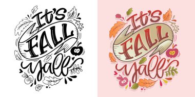 Cute hand drawn doodle lettering quote- fall vibes. Lettering for t-shirt design, mug print, bag print, clothes fashion. 100% hand drawn vector image. clipart