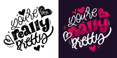 Güzel el çizimi karalama alıntısı. Tişört tasarımı, kupa baskısı, çanta baskısı, kıyafet modası. % 100 elle çizilmiş vektör resmi.