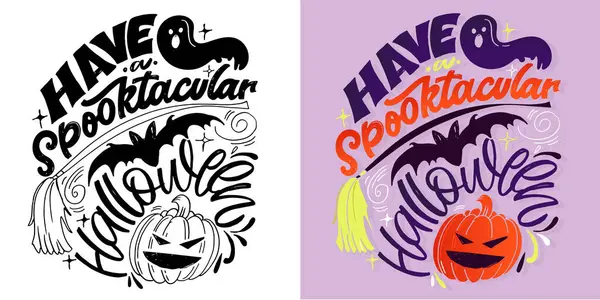 stock vector Happy Halloween vibe. Cute hand drawn doodle lettering quote. Lettering for t-shirt design, mug print, bag print, clothes fashion. 100% hand drawn vector image.