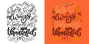 Sonbahar, balkabağı ve şükran günüyle ilgili bir söz. Şükret. Tişört tasarımı, kupa baskısı, çanta baskısı, kıyafet modası. % 100 elle çizilmiş vektör resmi.