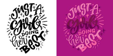 Komik moda basılabilir el karalama harfleri alıntısı. Tişört tasarımı, kupa baskısı, çanta baskısı, kıyafet modası. % 100 elle çizilmiş vektör resmi.