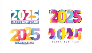 2025 - Mutlu yıllar - el çizimi karalama alıntısı. Tişört tasarımı, kupa baskısı, çanta baskısı, kıyafet modası. % 100 elle çizilmiş vektör resmi.