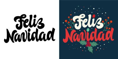 Merry christmas - in spanish. 100% vector hand drawn doodle file. Lettering quote about winter holidays 2025. Lettering for t-shirt design, mug print, bag print, clothes fashion.  clipart