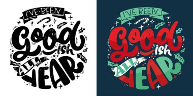 % 100 vektör el karalama dosyası. Kış tatilleriyle ilgili güzel bir el yazısı. Tişört tasarımı, kupa baskısı, çanta baskısı, kıyafet modası. 