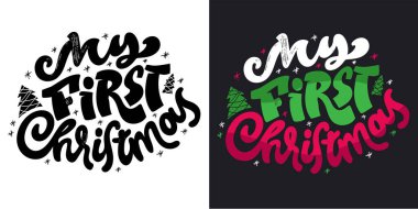 % 100 vektör el karalama dosyası. Kış tatilleriyle ilgili güzel bir el yazısı. Tişört tasarımı, kupa baskısı, çanta baskısı, kıyafet modası. 