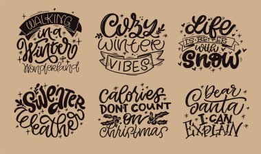 % 100 vektör el karalama dosyası. Kış tatilleriyle ilgili el yazısı çizimi bir alıntı. Tişört tasarımı, kupa baskısı, çanta baskısı, kıyafet modası. 