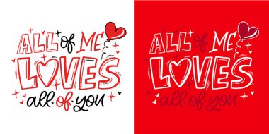 Sevgi ve Sevgililer Günü 'nü anlatan karalama mektupları. Tişört tasarımı, kupa baskısı, çanta baskısı, kıyafet modası. % 100 elle çizilmiş vektör resmi.