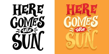 Yaz titreşimleri. Güzel el çizimi karalama alıntısı. Tişört tasarımı, kupa baskısı, çanta baskısı, kıyafet modası. % 100 elle çizilmiş vektör resmi.