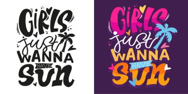 Yaz titreşimleri. Güzel el çizimi karalama alıntısı. Tişört tasarımı, kupa baskısı, çanta baskısı, kıyafet modası. % 100 elle çizilmiş vektör resmi.