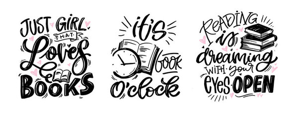 Симпатичная рукописная цитата о книгах и чтении. Письмо на дизайн футболки, отпечаток кружки, отпечаток сумки, одежда моды. 100% -ное рисование векторного изображения.