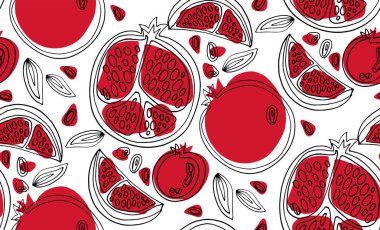 Nar deseni. Fruit hand drew doodle patetrn background. Tatlı ve taze sanat.
