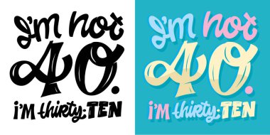 Doğum günü 40.Doğum günü partisi için güzel bir el karalama yazısı. Tişört tasarımı, kupa baskısı, çanta baskısı, kıyafet modası. % 100 elle çizilmiş vektör resmi.