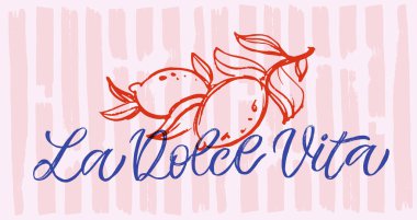 İtalyan tarzı kartpostal. Güzel el çizimi karalama harfleri. Tişört tasarımı, sabıka baskısı.