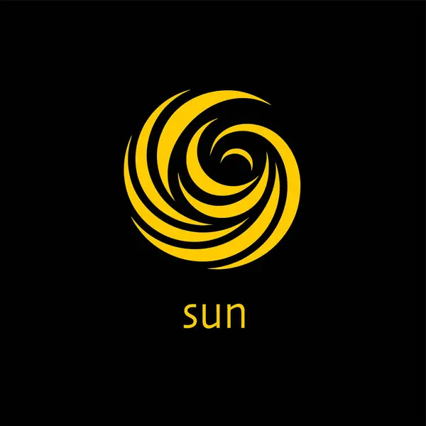 Sonne Logo Auf Schwarzem Hintergrund Vektor lizenzfreie Stockillustrationen
