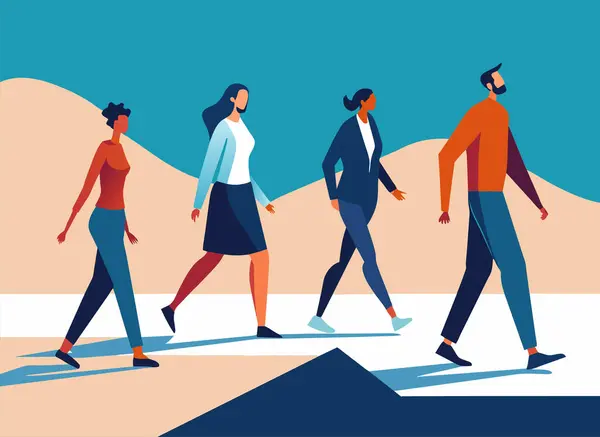 People Different Nationality Walking Vector Illustration Royalty Free Stock Vectors
