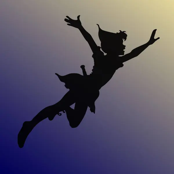 Peter Pan uçuş vektörü, beyaz arka planda. Vektör illüstrasyonu