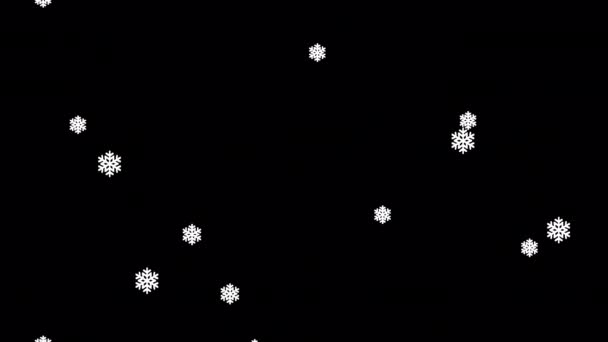Снігові Пластівці Падають Петлею Різдвяної Прикраси Прозорому Фоні — стокове відео