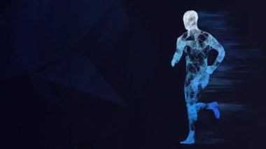 Koşan koşucu spor ve başarı için koşuyor. 3B hareketli VFX oluşturucu