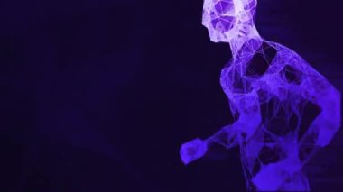 Koşan koşucu spor ve başarı için koşuyor. 3B hareketli VFX oluşturucu