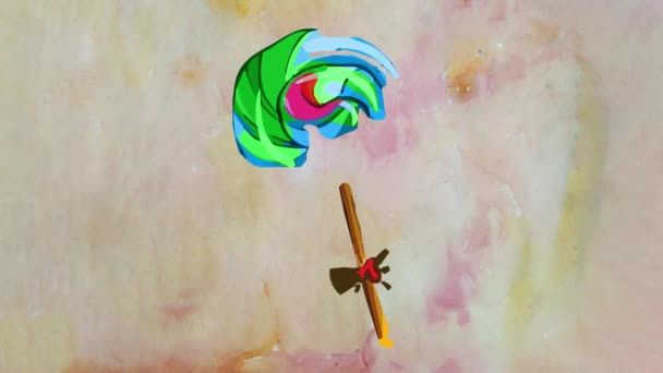 Леденцы Lollipop Показывают Анимацию Морфинг Автозаполнения Акварель Эффект Художественные Прозрачные — стоковое видео