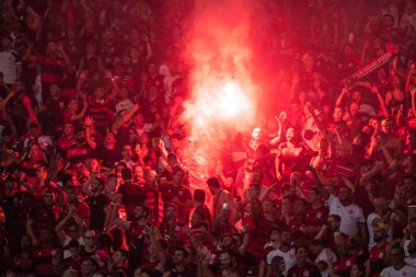 Rio, Brezilya - 19 Ekim 2022: Maracana Stadyumu 'nda oynanan Brezilya Kupası final maçında Flamengo ve Corinthians arasındaki maçta taraftarlar