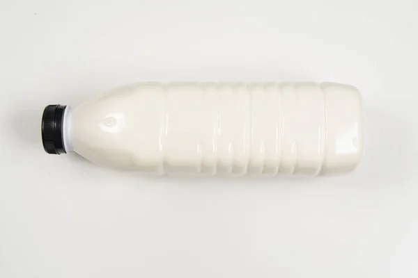 Litro Pote Leite Plástico Sobre Fundo Branco Isolados — Fotografia de Stock
