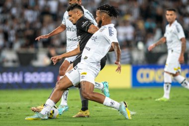 Rio, Brezilya - 10 Kasım 2022, Tiquinho Soares, Botafogo ve Santos arasında oynanan maçta Brezilya Şampiyonası 'nın 37. raundunda Nilton Santos Stadyumu' nda serisi var.