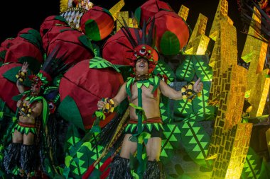 Rio, Brezilya - 22 Nisan 2022: Rio Karnavalı 'nda Samba Okul Unidos da Tijuca, Marques de Sapucai Sambadrome