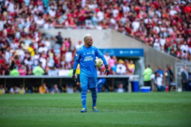 Rio, Brezilya - 12 Kasım 2022 'de Diego Alves, Brezilya Şampiyonası' nın 38. turu ile Flamengo ve Avai arasındaki maçta oynadı.