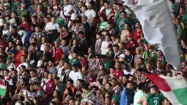 巴西里约 2022年6月11日 在马拉卡纳体育场举行的第11轮巴西锦标赛中 弗卢明斯对马竞 戈纳队比赛中的球迷 — 图库视频影像