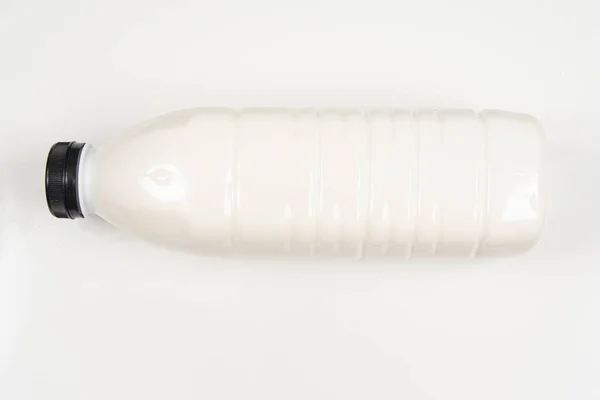 Litro Pote Leite Plástico Sobre Fundo Branco Isolado — Fotografia de Stock