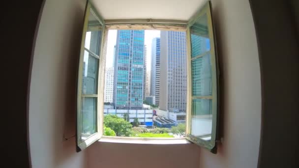 브라질 리우데자네이루 2022 산토탄 토니오 수녀원 창문에서 바라본 도시의 카리오카 — 비디오