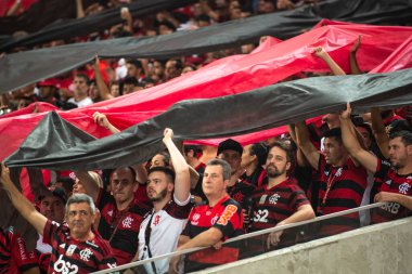 Rio, Brezilya - 19 Ekim 2022: Maracana Stadyumu 'nda oynanan Brezilya Kupası final maçında Flamengo ve Corinthians arasındaki maçta taraftarlar