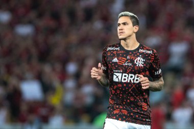 Rio, Brezilya - 19 Ekim 2022: Maracana Stadyumu 'nda oynanan Brezilya Kupası final maçında Flamengo ile Corinthians arasındaki maçta Pedro oyuncusu