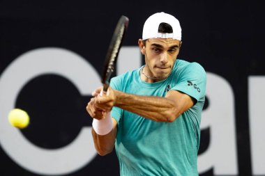 Rio, Brazil - february 23, 2023: Francisco Cerundolo (ARG) player in match against  Zapata Miralles (ESP) by Rioopen 2023 ATP 500, in Rio de Janeiro Jockey Club
