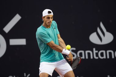 Rio, Brazil - february 23, 2023: Francisco Cerundolo (ARG) player in match against  Zapata Miralles (ESP) by Rioopen 2023 ATP 500, in Rio de Janeiro Jockey Club